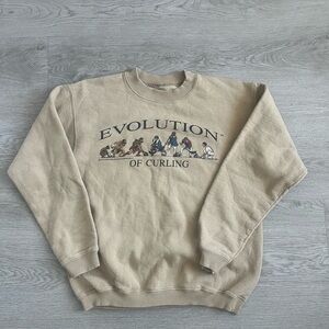 Vintage 1993 Evolution of Curling Tan Sweater